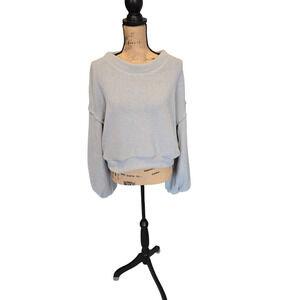 FP Beach soft blue long sleeve boat neck sweater, balloon sleeves, size small